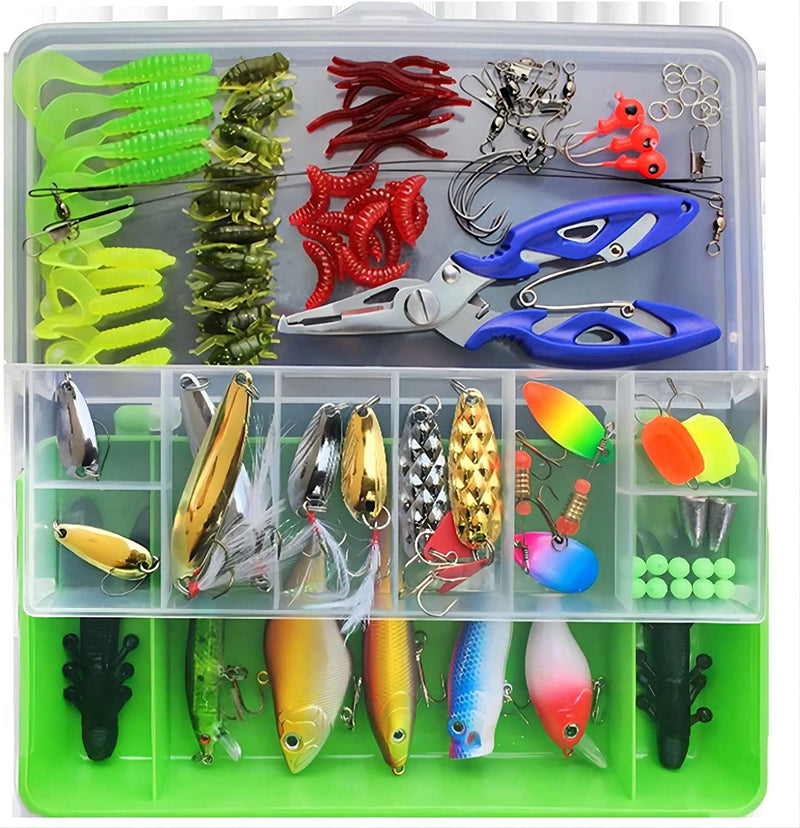 Fishing Lures Tackle Box Bass Fishing Kit,Saltwater and Freshwater Lures Fishing Gear Including Fishing Accessories and Fishing Equipment for Bass,Trout, Salmon . Sporting Goods > Outdoor Recreation > Fishing > Fishing Tackle > Fishing Baits & Lures MGSMDP 114pcs Fishing Tackle Box  