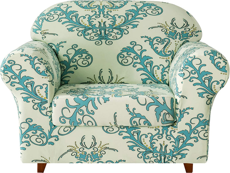 TIKAMI Stretch Sofa Cover Printed Sofa Slipcover 2-Piece Couch Cushion Cover Washable Spandex Furniture Protector (Small, Grey) Home & Garden > Decor > Chair & Sofa Cushions TIKAMI Green Chair 