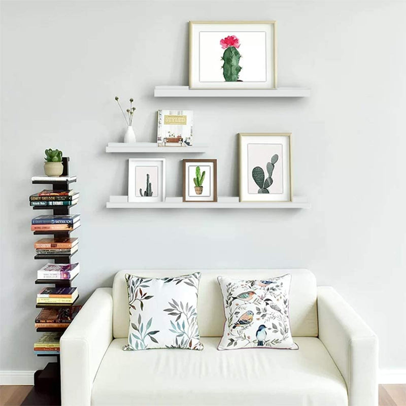 NBWOOD Viva Set of 2 Photo Ledge Picture Display Floating Wall Shelf, White(24-Inch 36-Inch) Furniture > Shelving > Wall Shelves & Ledges NBWOOD   