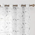 JINCHAN Sheer Embroidered Curtains for Living Room 84 Inch Length 2 Panels Leaf Pattern Voile for Bedroom Botanical Design Rod Pocket Top Window Treatments Sheers for Kitchen White on Taupe Home & Garden > Decor > Window Treatments > Curtains & Drapes CKNY HOME FASHION Leaf Grey 84"L 