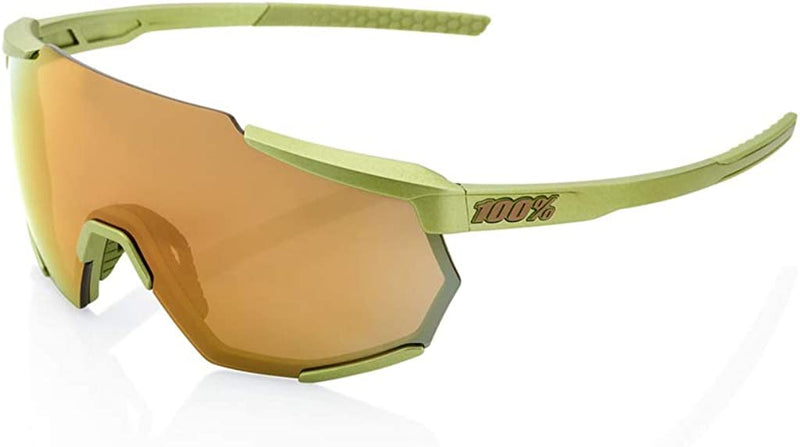 100% Racetrap Sport Performance Sunglasses - Sport and Cycling Eyewear with HD Lenses, Lightweight and Durable TR90 Frame Sporting Goods > Outdoor Recreation > Cycling > Cycling Apparel & Accessories 100% Matte Metallic Viperidae - Bronze Multilayer Mirror_lens  