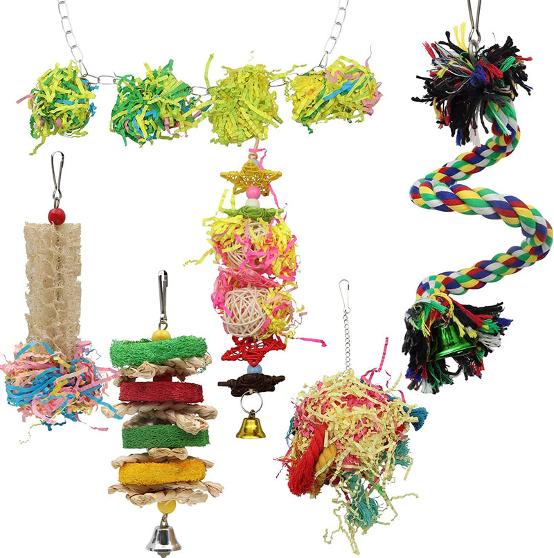 ZOCONE Bird Toys, Bird Foraging Toys, Bird Chewing Toys, Edible Seagrass Woven Parrot Toys, Loofah Hanging Bird Toys for Cockatiels, Parakeets, Medium/Small Parrots, Finch, Lovebirds Animals & Pet Supplies > Pet Supplies > Bird Supplies > Bird Toys ZOCONE NO.5  