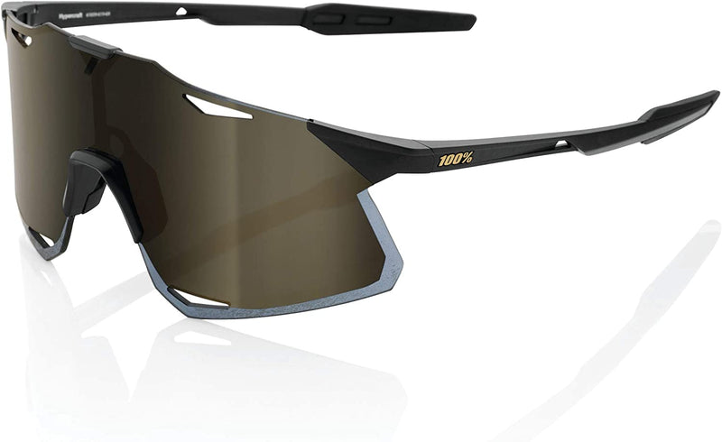 100% Hypercraft Sport Performance Sunglasses - Sport and Cycling Eyewear Sporting Goods > Outdoor Recreation > Cycling > Cycling Apparel & Accessories 100% Matte Black - Soft Gold Mirror Lens  