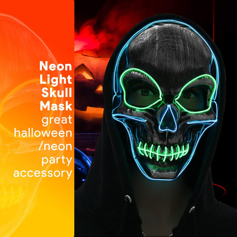 Skeleteen Light up Costume Mask - Scary Glowing Face Mask with Lights for Masquerade Party and Festival Costumes Apparel & Accessories > Costumes & Accessories > Masks Skeleteen   