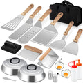 Joyfair 24Pcs Griddle Accessories Kit, Stainless Steel BBQ Spatulas Set with Melting Dome, Professional Grill Accessory in Storage Bag, Great for Outdoor Camping Flat Top Teppanyaki Grilling Cooking Home & Garden > Kitchen & Dining > Kitchen Tools & Utensils Joyfair Brown - 19Pcs  