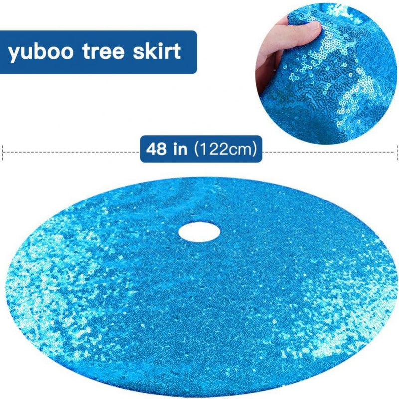 Morefun Christmas Tree Skirt Double Layers Xmas Tree Skirt with Sequins Festive Party Supplies Holiday Home Decoration Home & Garden > Decor > Seasonal & Holiday Decorations > Christmas Tree Skirts Morefun 48" Blue 