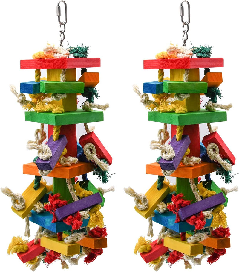 RUBY.Q Large Parrot Toy, 20In Bird Parrot Toy, Multicolored Natural Wooden Bird Chewing Toys for Large Macaws, African Grey and a Variety of Parrots (1 Pack) Animals & Pet Supplies > Pet Supplies > Bird Supplies > Bird Toys RUBY.Q 2 Pack  