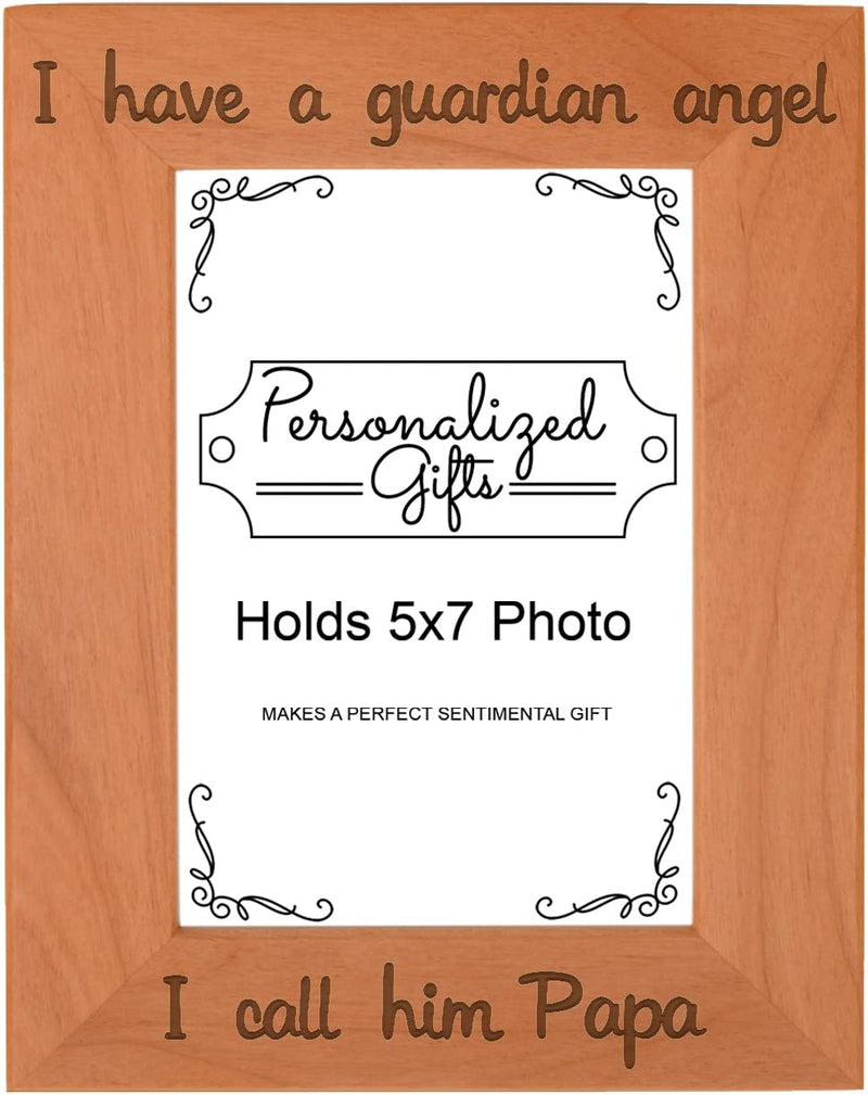 Thiswear Bereavement Gifts Grandpa Papa I Have a Guardian Angel Funeral Gifts Natural Wood Engraved 4X6 Landscape Picture Frame Wood Home & Garden > Decor > Picture Frames ThisWear 5x7 Portrait  