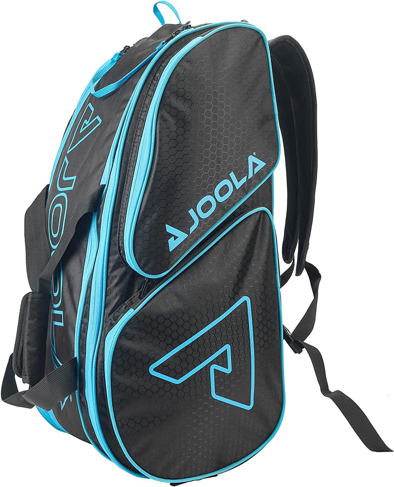 JOOLA Tour Elite Pickleball Bag – Backpack & Duffle Bag for Paddles & Pickleball Accessories – Thermal Insulated Pockets Hold 4+ Paddles - with Fence Sporting Goods > Outdoor Recreation > Winter Sports & Activities JOOLA Black/Light Blue One Size 