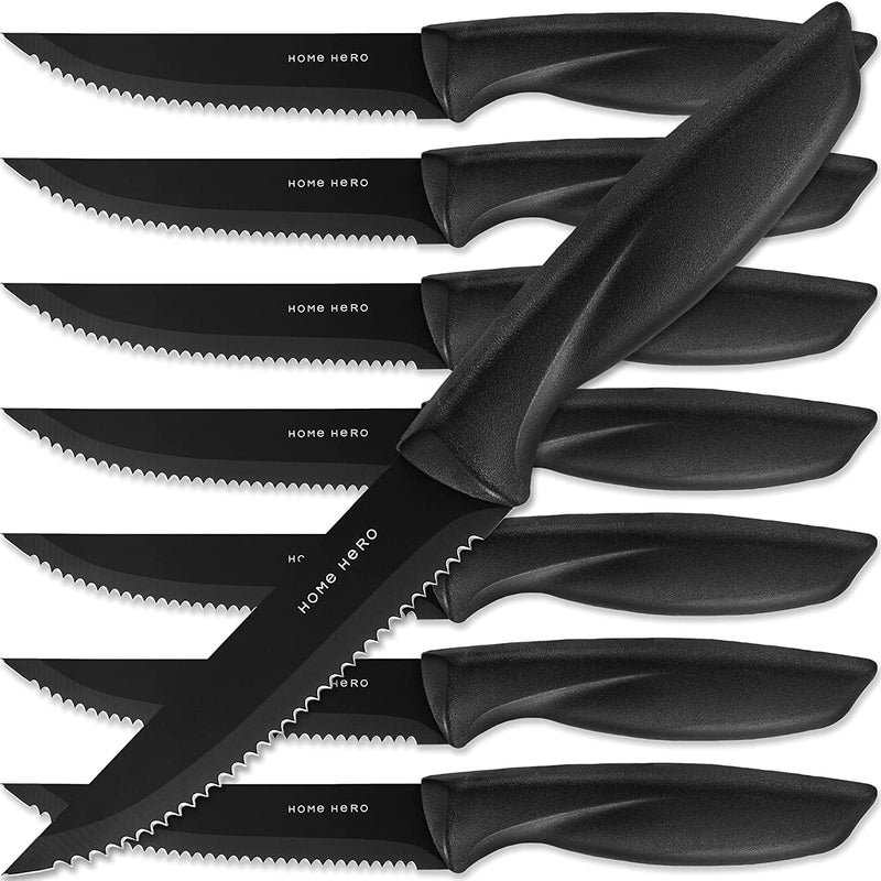 Home Hero Kitchen Knife Set - 17 Piece Chef Knife Set with Stainless Steel Knives Set for Kitchen with Accessories Home & Garden > Kitchen & Dining > Kitchen Tools & Utensils > Kitchen Knives Home Hero 8 piece Knife Set - Black  