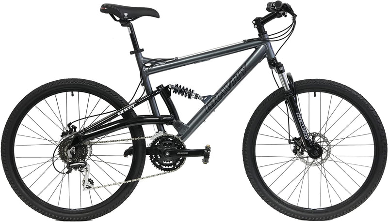 Gravity FSX 1.0 Dual Full Suspension Mountain Bike with Disc Brakes Aluminum Frame Sporting Goods > Outdoor Recreation > Cycling > Bicycles GRAVITY Gray 21" 