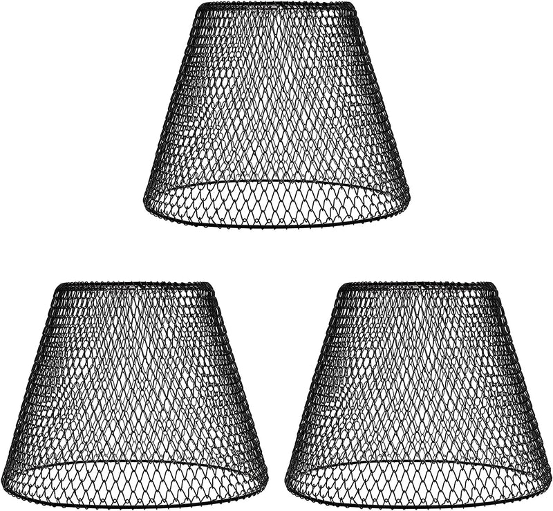 Metal Light Shade, Vintage Farmhouse Light Fixtures with Classic Grid Design, Industrial Pendant Light Fixtures Perfect for Kitchen, Farmhouse, Dining Room, Coffee Shop, Bar, 3Pcs（Cage Only）