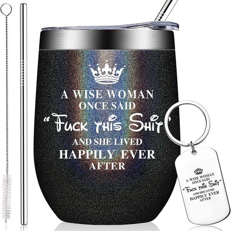 Funny Birthday Gifts for Women - Best Friend Gift for Women - Christmas, Retirement, Gag Gifts for Woman, Female Friends - Mothers Day Gifts for Mom Wife Sister Daughter - 20Oz Tumbler with Keychain Home & Garden > Kitchen & Dining > Tableware > Drinkware BIRGILT Glitter Charcoal 12oz 