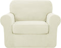 Symax Couch Cover Sofa Slipcover Chair Slipcover 2 Piece Sofa Covers Couch Slipcover Stretch Furniture Protector Washable (Chair, Ivory) Home & Garden > Decor > Chair & Sofa Cushions SyMax Ivory Small 