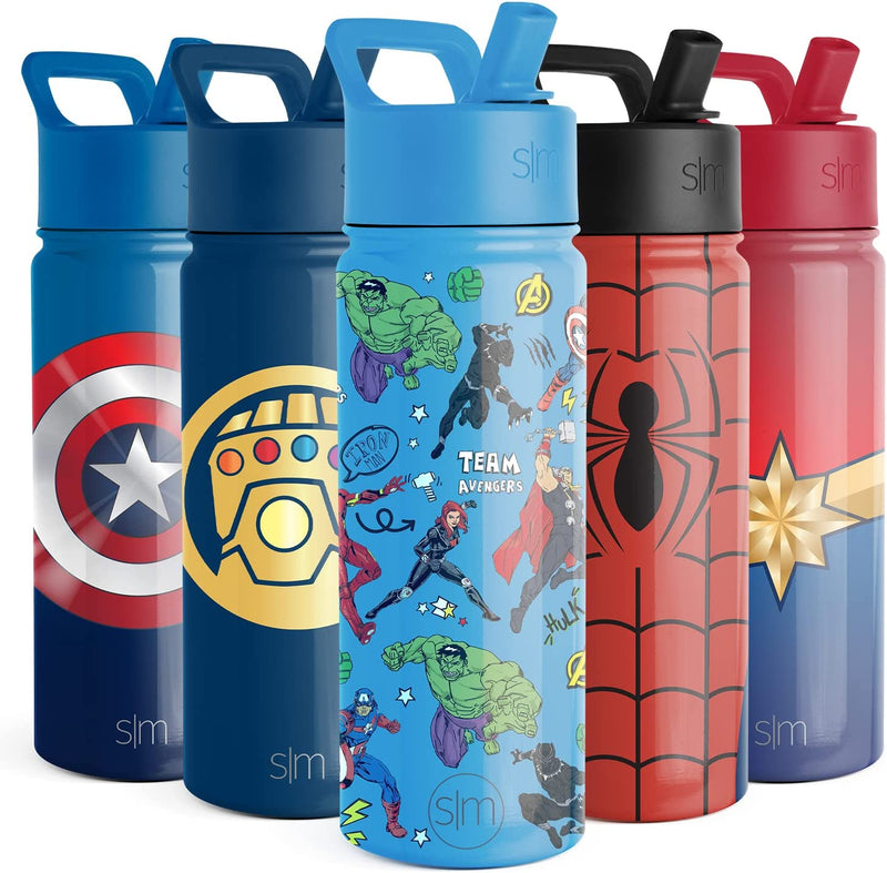 Simple Modern Marvel Spider Man Kids Water Bottle with Straw Lid | Insulated Stainless Steel Reusable Tumbler Gifts for School, Toddlers, Girls, Boys | Summit Collection | 14Oz, Spider Armor Home & Garden > Kitchen & Dining > Tableware > Drinkware Simple Modern Avengers Heroes 18oz Water Bottle 