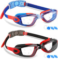Elimoons Kids Swim Goggles for Child Teen Boys Age 6-15, anti Fog No Leak-2Pack Sporting Goods > Outdoor Recreation > Boating & Water Sports > Swimming > Swim Goggles & Masks Elimoons G.clear Red Black+clear Blue Black  
