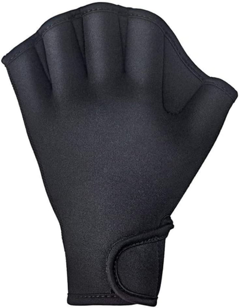 Eioflia Aquatic Gloves,Swimming Webbed Gloves,Swimming Training Webbed Swim Gloves Aqua Flippers Gloves for Men Women Adult Children Aquatic Fitness Water Training Black (L)