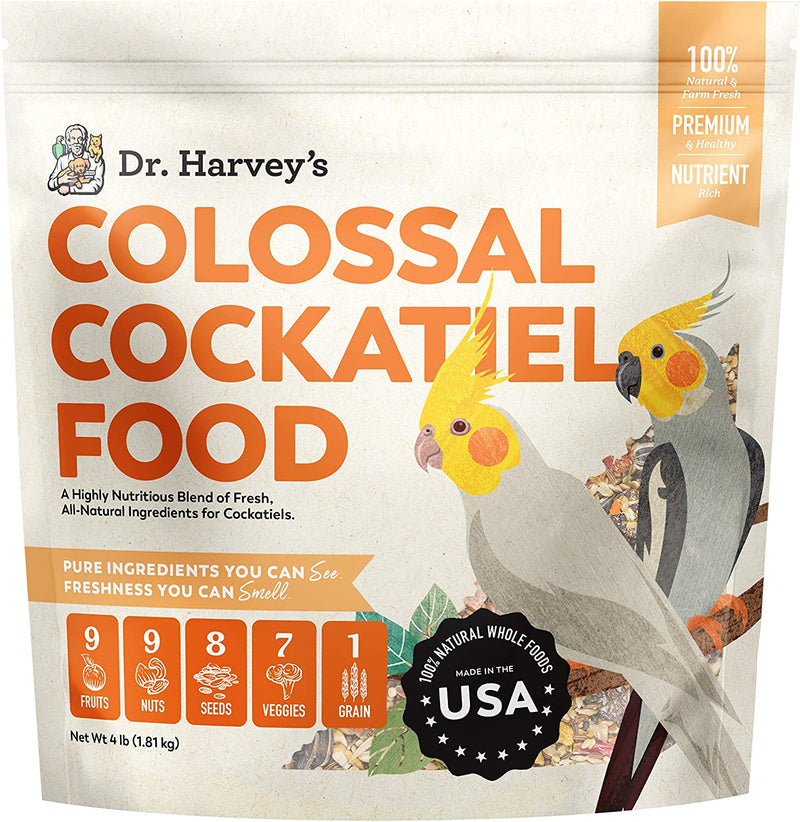 Dr. Harvey'S Colossal Cockatiel Blend, All Natural Daily Food for Cockatiels (4 Pounds) Animals & Pet Supplies > Pet Supplies > Bird Supplies > Bird Food Healthy Formulations Inc 4 Pound (Pack of 1)  