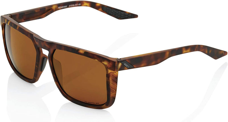 100% Renshaw Square Style Sunglasses Durable Lightweight Active Performance Eyewear Rubber Temple Grip Side Glare Shield Sporting Goods > Outdoor Recreation > Cycling > Cycling Apparel & Accessories 100% Soft Tact Havana - Bronze Peakpolar Lens Bronze PEAKPOLAR Lens 