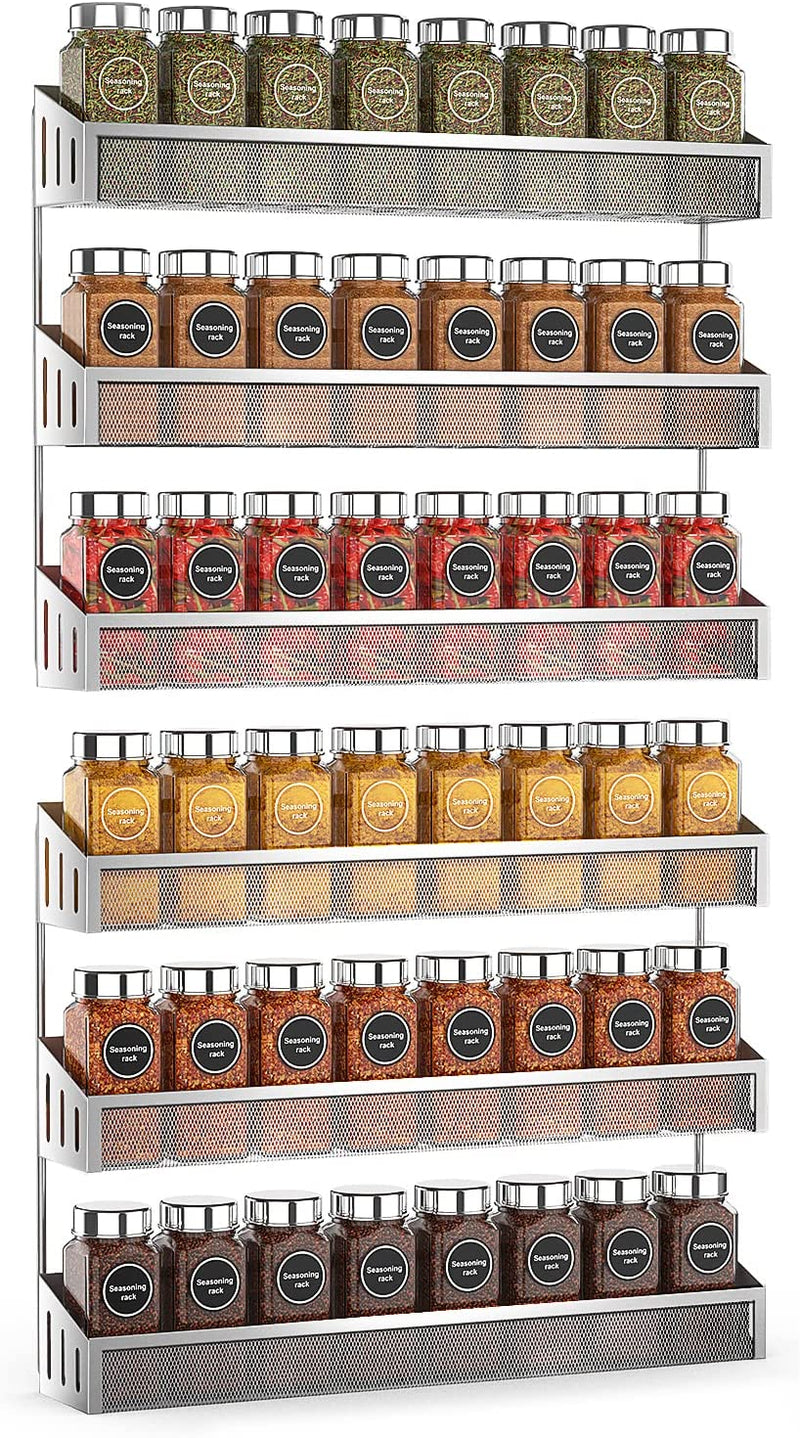 Kufutee 2 Pack Spice Rack Organizer, 3 Tier Wall Mounted Storage Rack Hanging Shelf for Kitchen Cabinet Cupboard Pantry Door Bathroom Shower Cosmetic ,Sliver Furniture > Shelving > Wall Shelves & Ledges Kufutee Sliver  