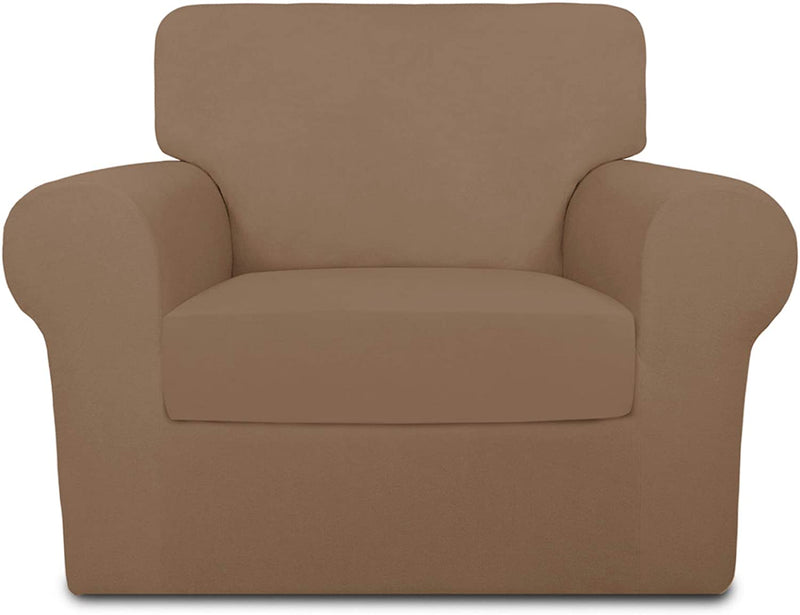 Purefit 4 Pieces Super Stretch Chair Couch Cover for 3 Cushion Slipcover – Spandex Non Slip Soft Sofa Cover for Kids, Pets, Washable Furniture Protector (Sofa, Brown) Home & Garden > Decor > Chair & Sofa Cushions PureFit Brown Small 