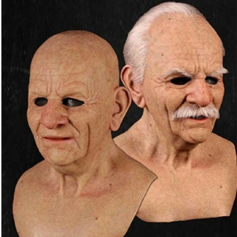 Lifelike Old Man Mask Human Wrinkle Face Mask Full Head Halloween Costume Party Apparel & Accessories > Costumes & Accessories > Masks GETFIT F  