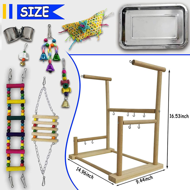 Kathson Parrots Playground Bird Perch Gym Playpen Birds Chewing Toys Bridges with Swings Food Bowl for Parakeets African Grey Conures Cockatiel Cockatoos Parrotlets Animals & Pet Supplies > Pet Supplies > Bird Supplies kathson   