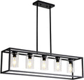 XILICON Dining Room Lighting Fixture Hanging Farmhouse Brushed Nickel 5 Light Modern Pendant Lighting Contemporary Chandeliers with Glass Shade for Living Dining Room Bedroom Kitchen Island Home & Garden > Lighting > Lighting Fixtures > Chandeliers xilicon Black -Bxl100-5 Black 5 Light 