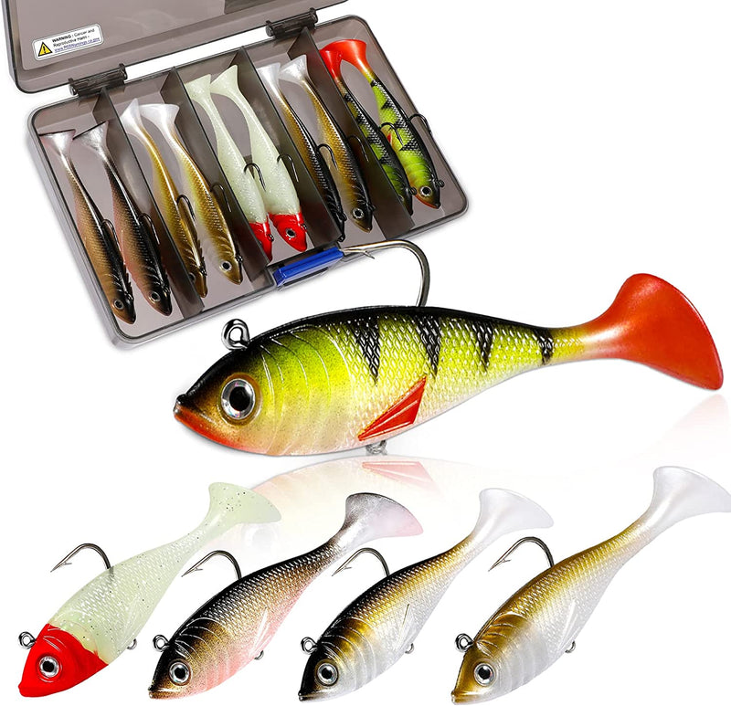 PLUSINNO Fishing Lures, Trout Pike Walleye Bass Fishing Jig Heads, Pre-Rigged Soft Swimbaits with Ultra-Sharp Hooks, Bass Lures with Paddle Tail, Fishing Bait for Saltwater & Freshwater… Sporting Goods > Outdoor Recreation > Fishing > Fishing Tackle > Fishing Baits & Lures PLUSINNO 10PCS-4inch  