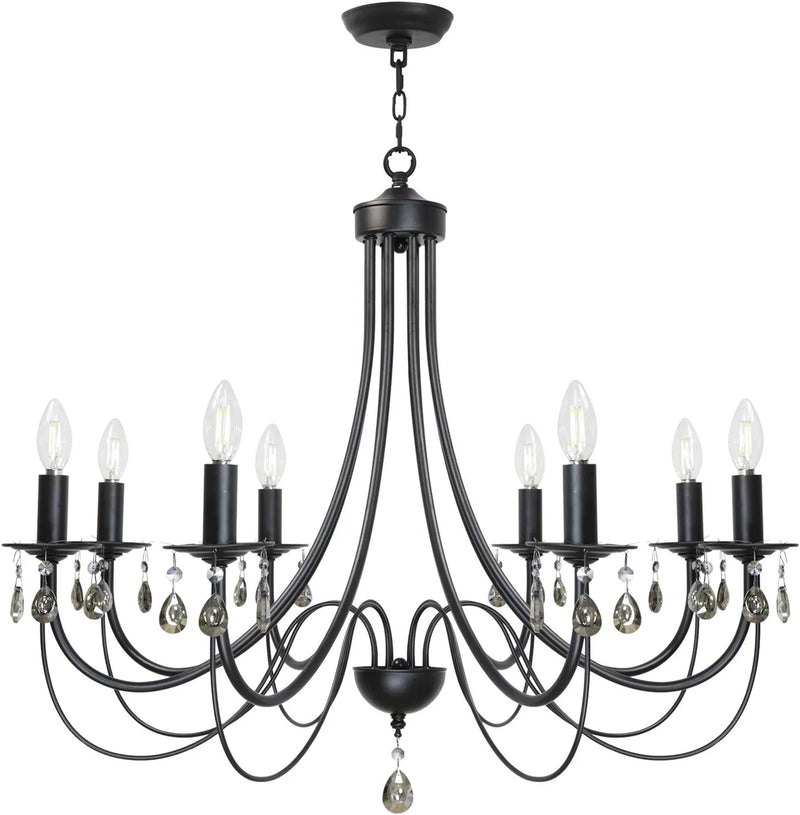 Lucidce Crystal Chandeliers 6 Lights Brushed Nickel Modern Farmhouse Pendant Lighting Fixtures Luxury Ceiling Hanging Lights for Dining Room Living Room Home & Garden > Lighting > Lighting Fixtures > Chandeliers Lucidce Lighting Black 8-Light 