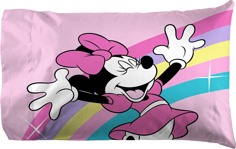 Jay Franco Disney Minnie Mouse Rainbow Stripe Twin Size Sheet Set - 3 Piece Set Super Soft and Cozy Kid’S Bedding - Fade Resistant Microfiber Sheets (Official Disney Product) Home & Garden > Linens & Bedding > Bedding Jay Franco & Sons, Inc.   