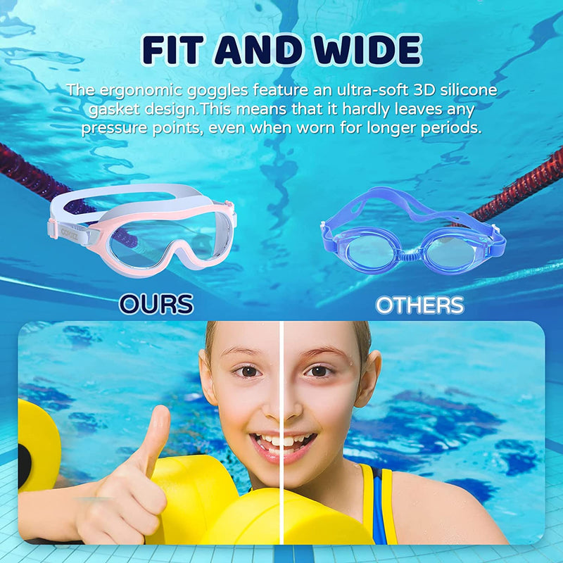 COPOZZ Swimming Goggles for Kids 6-14, Wide View Youth Swim Goggles No Leaks Antifog Crystal Clear Water Pool Swim Goggles Sporting Goods > Outdoor Recreation > Boating & Water Sports > Swimming > Swim Goggles & Masks COPOZZ   