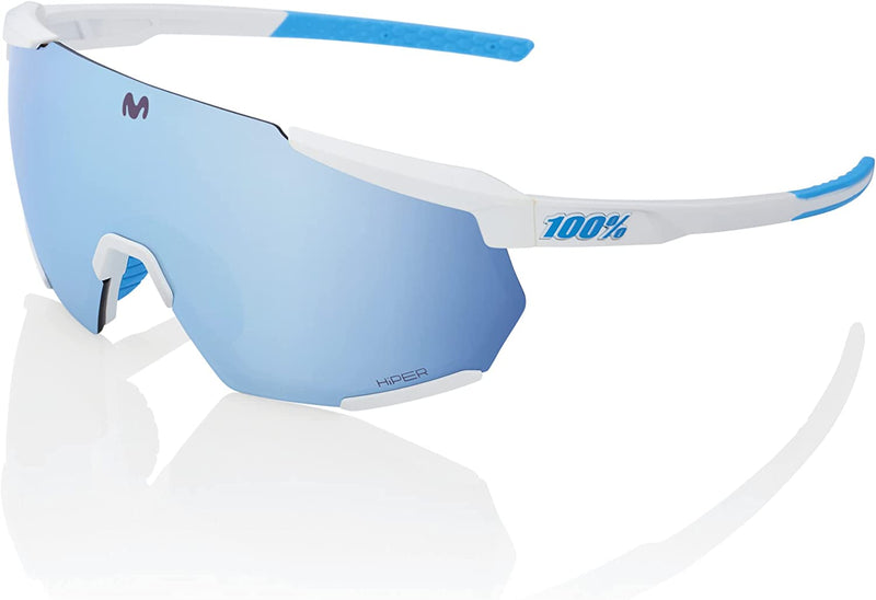 100% Racetrap Sport Performance Sunglasses - Sport and Cycling Eyewear with HD Lenses, Lightweight and Durable TR90 Frame Sporting Goods > Outdoor Recreation > Cycling > Cycling Apparel & Accessories 100% Movistar Team White  
