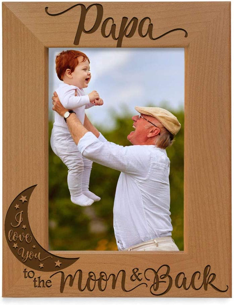 KATE POSH Papa I Love You to the Moon and Back Natural Wood Engraved Picture Frame. Best Grandpa Ever, Father'S Day, Papa Gifts for Birthday, from New Baby, Grandparent'S Day (4X6-Vertical) Home & Garden > Decor > Picture Frames KATE POSH 4x6-Vertical  