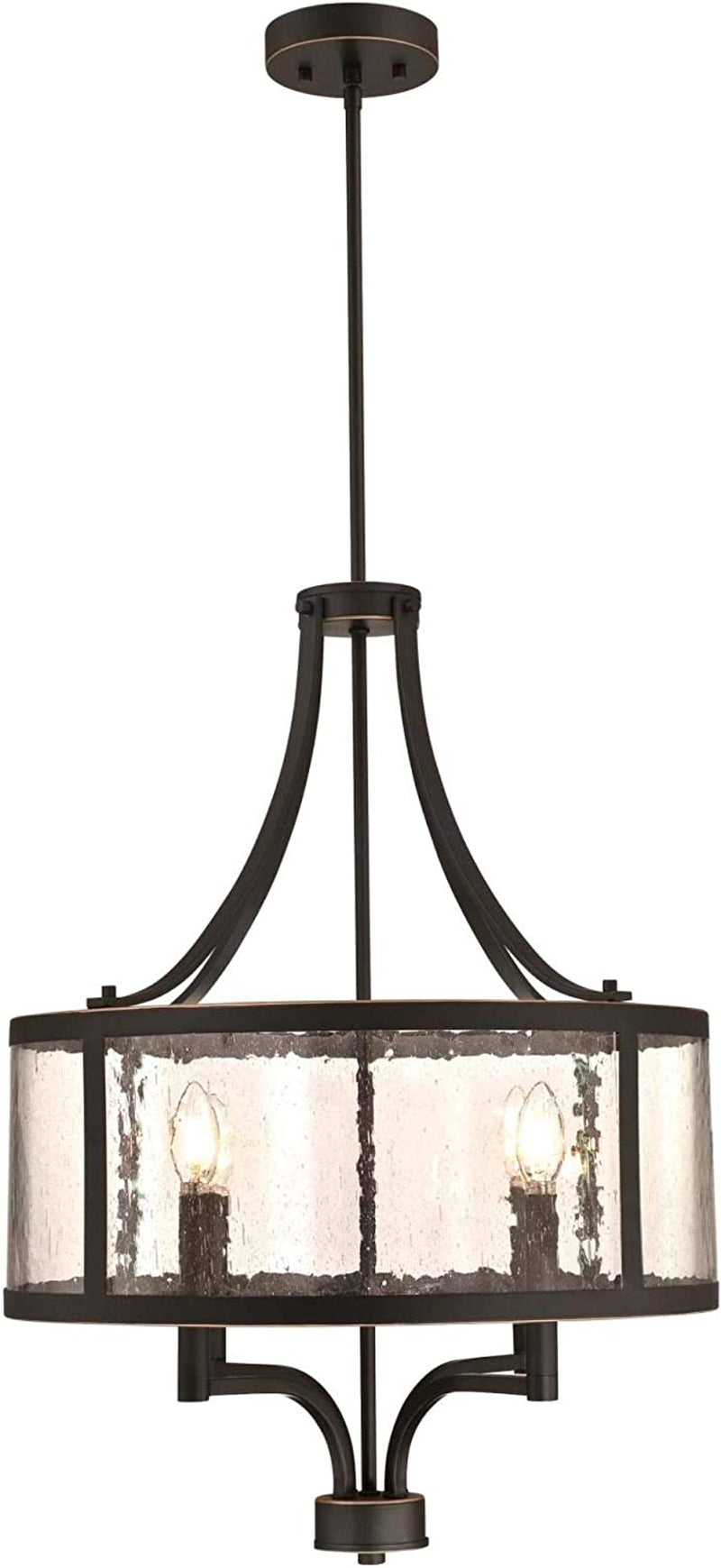 Westinghouse Lighting 6368400 Belle View Four-Light Indoor, Oil Rubbed Bronze Finish with Highlights and Clear Seeded Glass Chandelier, One Size , Oil-Rubbed Bronze Home & Garden > Lighting > Lighting Fixtures > Chandeliers Westinghouse Lighting   