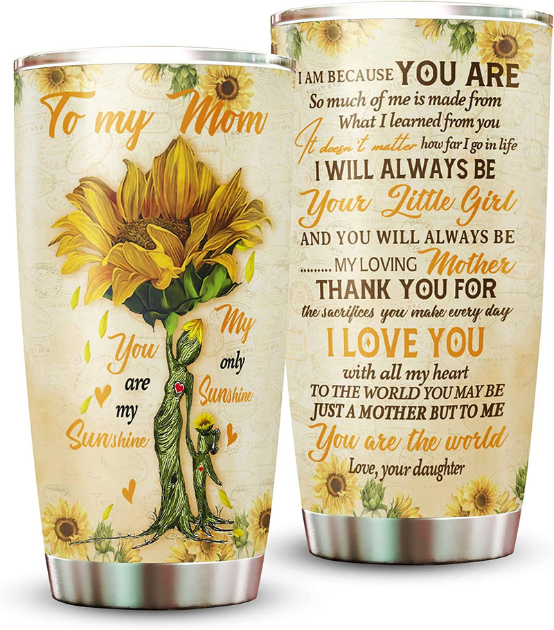 Mom Gifts from Daughters - 20Oz Stainless Steel Insulated Sunflower Mom Tumbler - Christmas, Valentine'S Day, Mom Birthday Gifts, Mothers Day Gifts from Daughter for Mom, New Mom, Bonus Mom Home & Garden > Kitchen & Dining > Tableware > Drinkware FamilyGater Z Beige 5 1 Count (Pack of 1) 