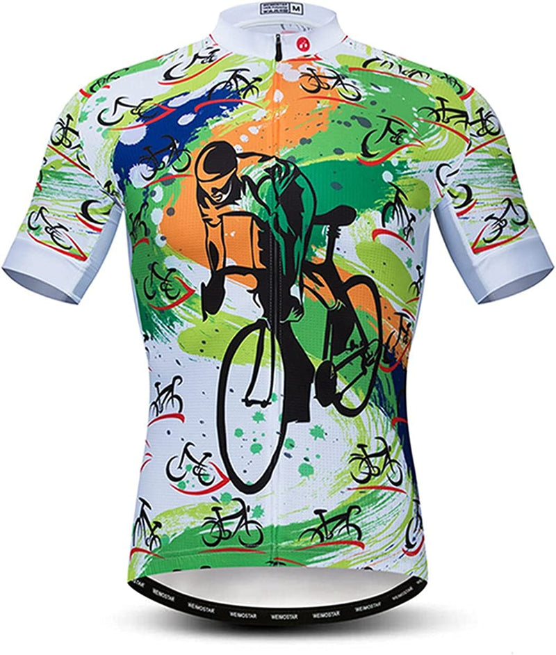 Weimostar Men'S Cycling Bike Jersey Short Sleeve with 3 Rear Pockets- Moisture Wicking, Breathable, Quick Dry Biking Shirt Sporting Goods > Outdoor Recreation > Cycling > Cycling Apparel & Accessories Weimostar   