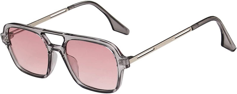 PJRYC Retro Double Bridges Women Sunglasses Pink Gradient Eyewear Trending Hollow Leopard Blue Sun Glasses Men Shades (Frame Color : A, Lenses Color : Leopard Blue) Sporting Goods > Outdoor Recreation > Cycling > Cycling Apparel & Accessories PJRYC Gray,pink A 