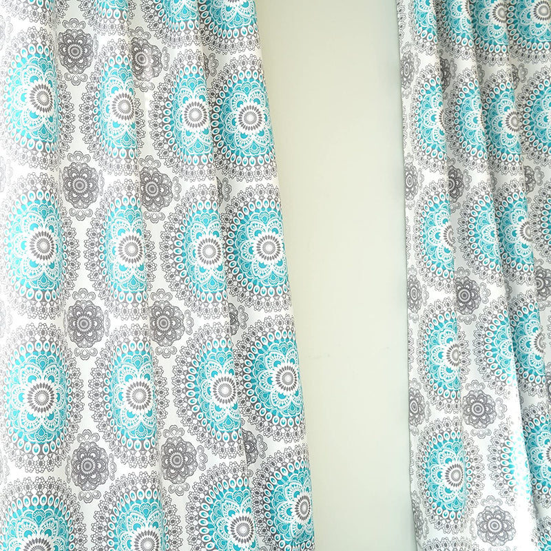 Driftaway Bella Medallion and Floral Pattern Room Darkening and Thermal Insulated Grommet Window Curtains 2 Panels Each 52 Inch by 54 Inch Aqua and Gray Home & Garden > Decor > Window Treatments > Curtains & Drapes DriftAway   