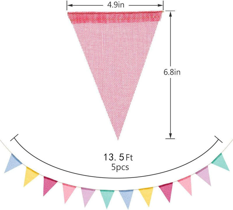 60 Flags Imitated Burlap Pennant Banner - Multicolor Fabric Triangle Rainbow Flag Bunting for Party and Festival Classroom Hanging Decoration (A) Home & Garden > Decor > Seasonal & Holiday Decorations BEFORYOU   