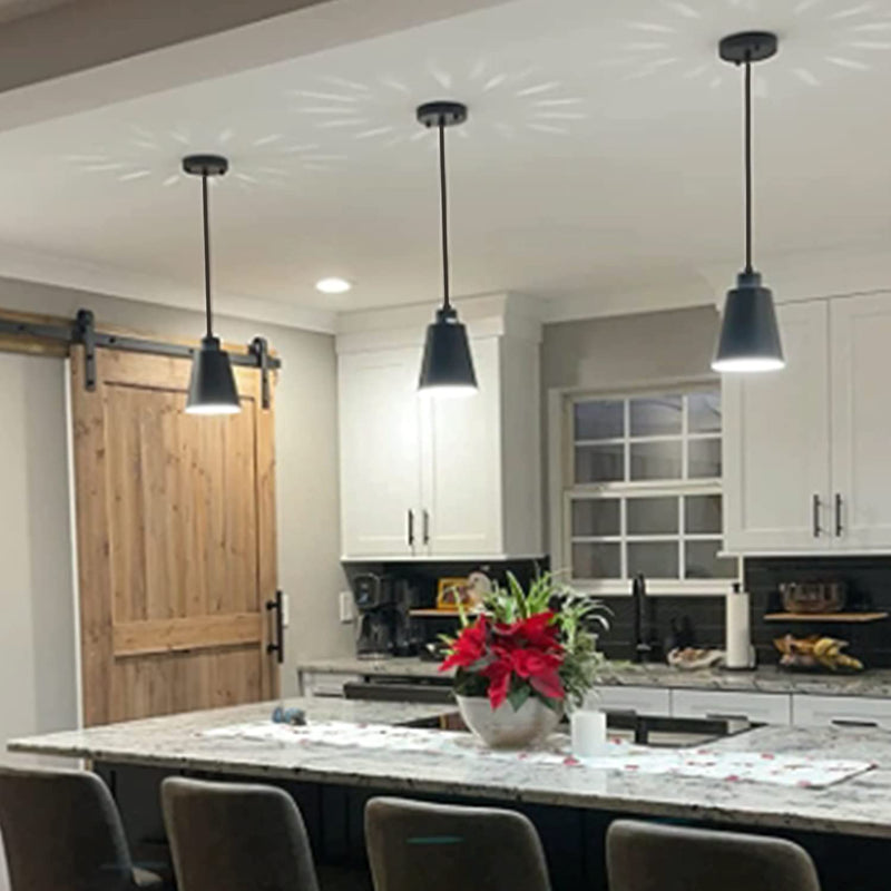 Black Pendant Light Kitchen Island Pendant Lighting with 7.08In Metal Shade Modern Hanging Light for Kitchen Small Pendant Light Fixture for Christmas Gift,Dining Room,Bar, with 78In Flexible Cord Home & Garden > Lighting > Lighting Fixtures FISGONI   