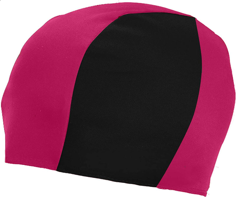 Swim Cap Comfortable Stretch/Spandex - Kids/Adults - Fits Kids with All Hair Length and Adult Short Hair Sporting Goods > Outdoor Recreation > Boating & Water Sports > Swimming > Swim Caps Abstract 602TONE - PINK & BLACK  