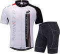 Sponeed Men Cycling Outfit Set MTB Bicycle Jersey Road Biker Shorts Trianthlon Cyclwear Shirts Sporting Goods > Outdoor Recreation > Cycling > Cycling Apparel & Accessories Sentibery Multi White X-Large 
