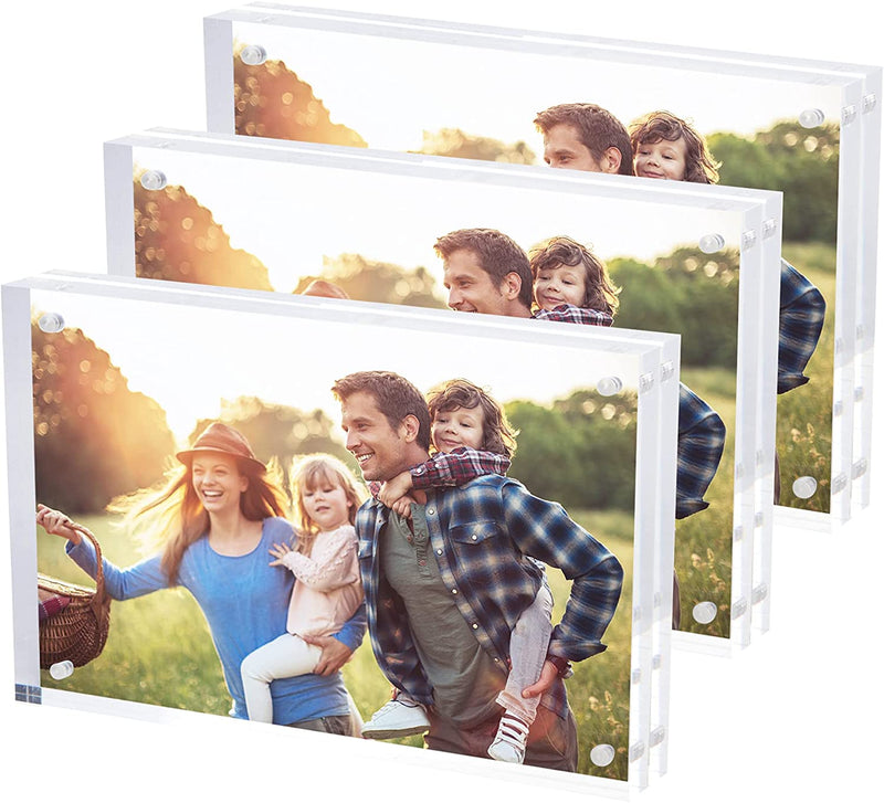 Simbalux Magnetic Acrylic Picture Photo Frame 4X6 Inches (3 Pack), Clear Glass Like, Double Sided Frameless Desktop Floating Display, Free Standing, Easy to Change Home & Garden > Decor > Picture Frames SimbaLux 4" x 6" 3-Pack  