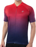 ROTTO Mens Cycling Jersey Short Sleeve Bike Shirt Gradient Color Pro Series with Zipped Rear Pocket Sporting Goods > Outdoor Recreation > Cycling > Cycling Apparel & Accessories ROTTO 01 Red-dark Blue Large 