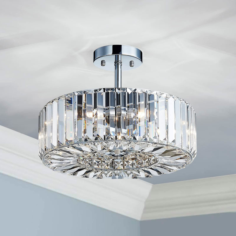 Saint Mossi Modern Crystal Semi Flush Mount Chandelier Lighting,4 Lights,Close to Ceiling Light in Clear Crystal Lampshade,H11 X D16 Home & Garden > Lighting > Lighting Fixtures > Chandeliers SM Saint Mossi 4-Lights  