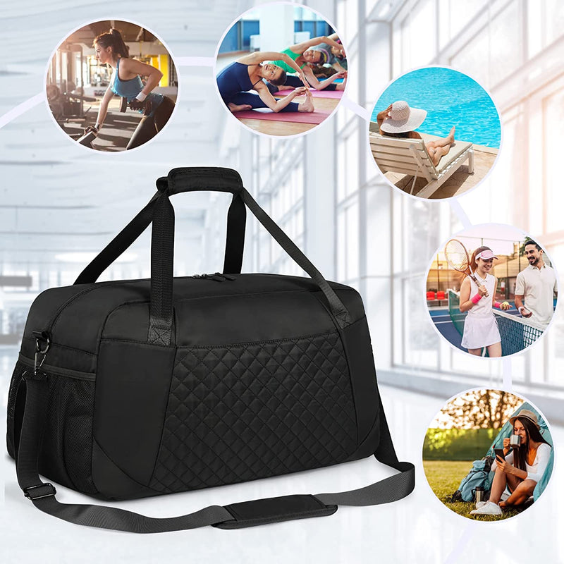 Gym Bag for Women Men Weekender Bags 40L Waterproof Sports Gym Bags Travel Duffel Bag with Shoe Compartment, Travel Bags Large Overnight Bag with Wet Pocket Workout Gym Bag for Women, Black Home & Garden > Household Supplies > Storage & Organization Lubardy   