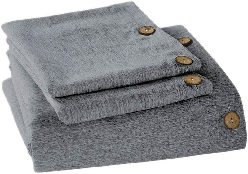 MUKKA Duvet Cover King Blue Heather Chambray, Simple Style with Coconut Button Closure Brushed Microfiber Luxury & Breathable, Easy Care Bed Linen Home & Garden > Linens & Bedding > Bedding MUKKA HOME Heather Medium Grey Full/Queen(1 Duvet Cover+2 Pillow Cases) 