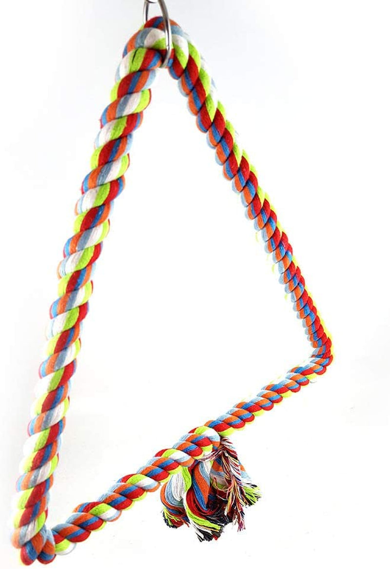 Spoiled Pet® Large Triangle Bird Rope Swing Perch - All Natural Materials - Safe to Climb and Chew - Bird Cage Toy Accessory - Great for African Grey Parrots, Cockatiels, Parakeets, Cockatoos  Spoiled Pet   