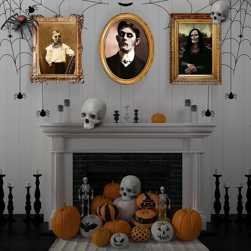 Halloween Decorations 3D Changing Face Horror Pictures Moving Portrait Haunted Pictures Gothic Mansion Portraits Tabletop Picture Frame Scary Wall Decoration for Halloween Party House (Chic,6 PCS)  BBTO   